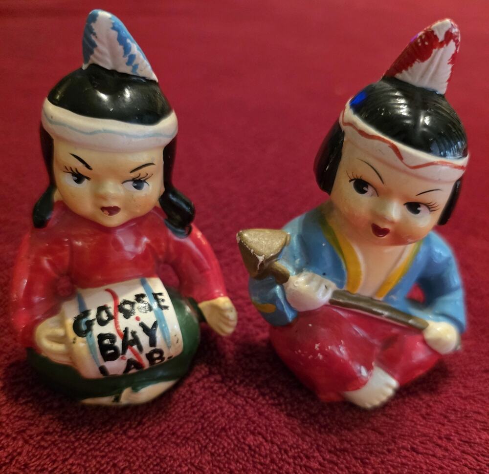 Vintage Japan Ceramic Goose Bay Labrador Canada Native Figurines Hand Painted